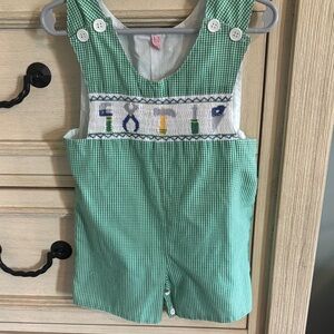 Charming Green Gingham Kids Romper